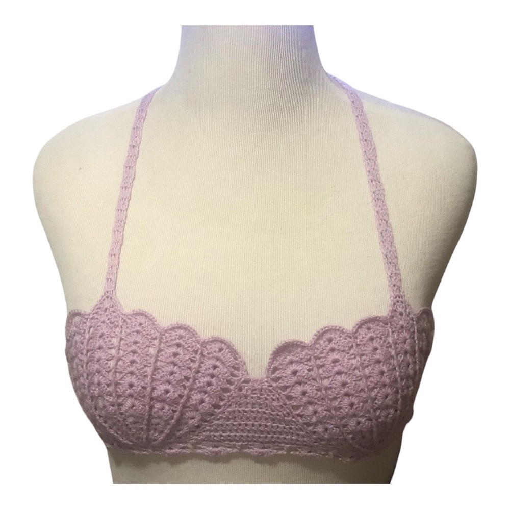 Handmade Pink Shell Crochet Crop Top Bralette